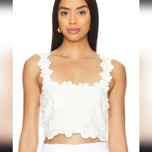 Vtg Embroidered White Crop Top